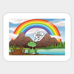 Frog and Rainbow - A Toadally Awesome Day Sticker